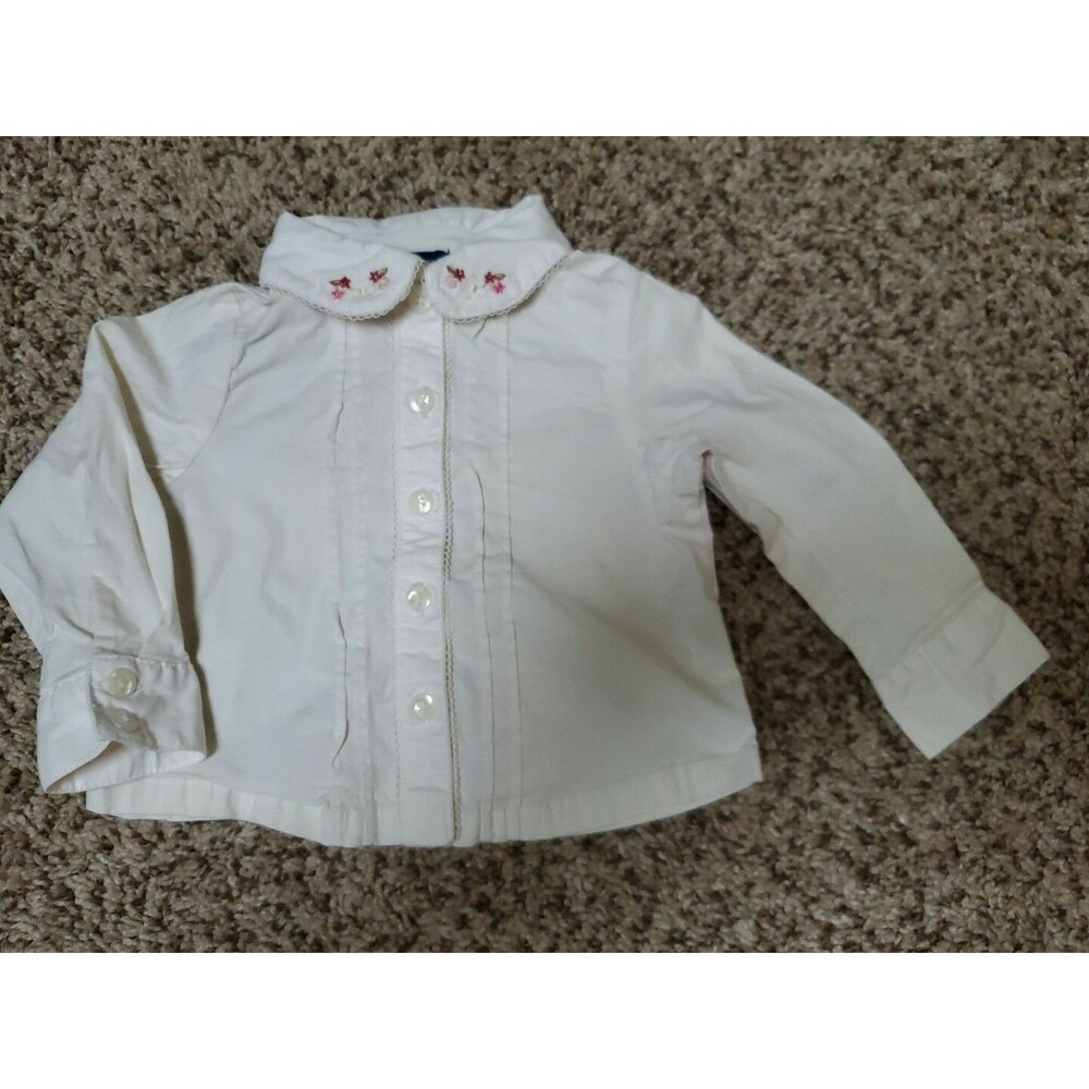 Girl's The Children's Place 12 month long sleeve button up collar flowers shirt